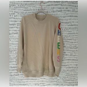 Aerie down to earth cheers sweatshirt cream/beige size xl